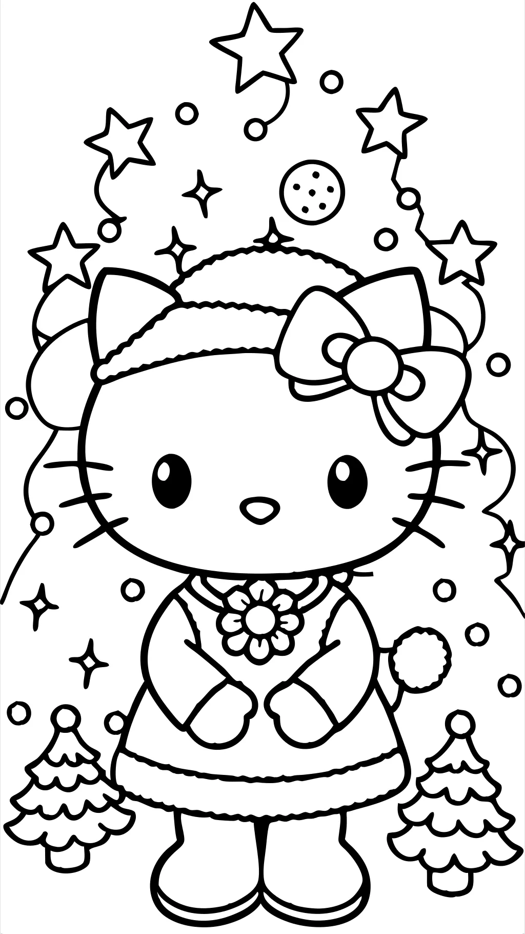 Hello Kitty Página para colorear de Navidad